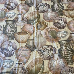 Santa Fe Portfolio Textiles Southwest Vases Pottery 52" X 3 yd Cotton Fabric - Picture 1 of 2