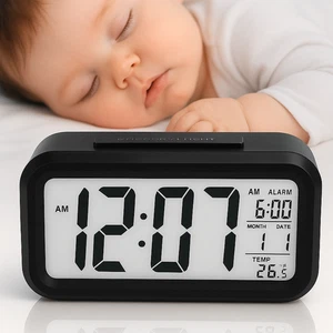 LED Digital Alarm Clock Bedside Snooze Time Temperature Night Mode Large Display - Picture 1 of 12