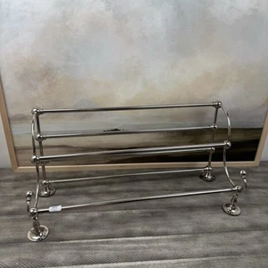 Pottery Barn Sussex Train Rack Towel Shelf Polished Nickel Scuffed Read NWOB - Imagen 1 de 6