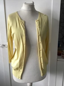 Yellow Round Neck 3/4 Sleeve Cardigan - Picture 1 of 6