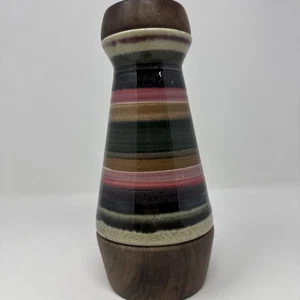 Vintage David Collier 9" Kaleidoscope Handmade Wood Pottery Brass Signed 94 - Picture 1 of 21