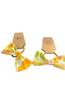 hair accessory women's retro vintage yellow floral pack of 2 handmade new - Picture 1 of 4