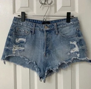 Vervet High Waist Shorts Size 28 Denim Distressed Cutoffs Button Fly - Picture 1 of 6