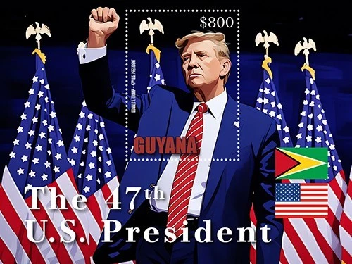 Guyana 2024 - Presidente Donald Trump 47 - Hoja de estampillas de recuerdo - MNH Foto 1 de 1