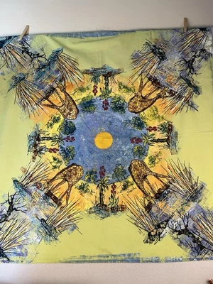 Stunning African Sun Giraffes Hand Painted Tapestry Wall Hanging by E.Churchill - Image 1 of 4