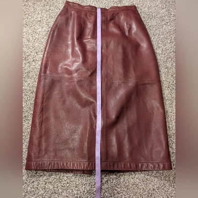 Falda vintage de cuero marrón/borgoña, talla 8 Foto 1 de 4