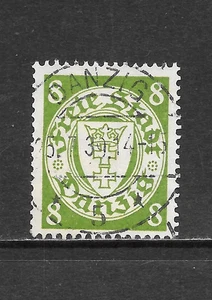 DANZIG SCOTT 172 USED F/VF - 1937 8pf YEL GREEN - COAT OF ARMS ISSUE - Picture 1 of 2