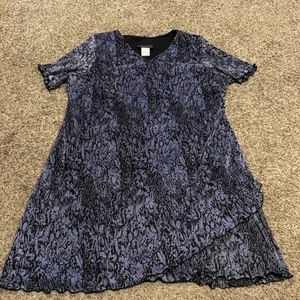 Connected Woman Size 22W Dress Polyester Purple Black Shoulder Pads B3 - Picture 1 of 3