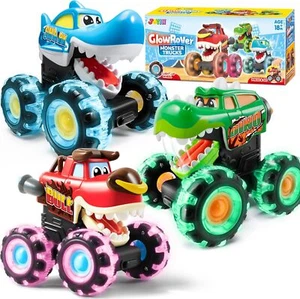 3 Pack Monster Truck Toy - Motion Activated Light-Up Cars for Toddlers - Picture 1 of 9