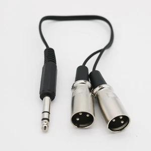 1pc Dual XLR 3-Pin Male To 1/4" 6.35mm Stereo Male Shielded Microphone Mic Cable - Picture 1 of 7