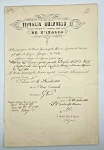 GIUSEPPE VACCA Firma autografa Ministro su Decreto Vittorio Emanuele II 1864 - Picture 1 of 2