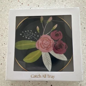 Nordstrom Blue Floral Round Trinket Tray Jewelry Catch-All-Dish Tray NWT NIB - Picture 1 of 3