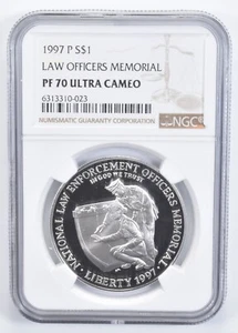 PF70 1997-P UC Law Officers Memorial Commemorative Silver Dollar NGC - Picture 1 of 5