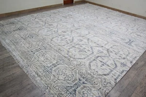 12x15 Ivory Wool Silk area rug 370x450 cms Abstract Rug - Picture 1 of 10