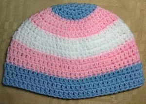 Crocheted Transgender Pride Beanie - Picture 1 of 1