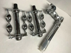 Lot of 2 : Bicycle Twisted Pedals and Stem Chrome Lowrider Cruiser Bikes - Picture 1 of 1