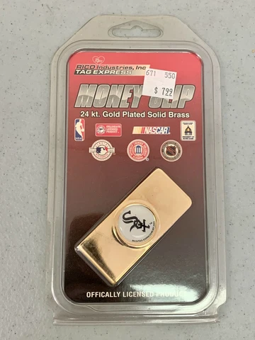 Chicago White Sox MLB Baseball 24 Kt. Gold Plated Solid Brass Money Clip PSG NEW Cover