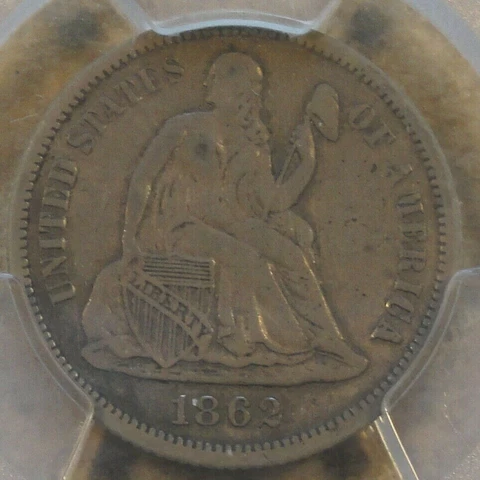 1862-S Seated Liberty Dime 10c PCGS Certified VF30 Popular Civil War Date Cover