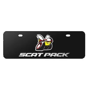 Dodge Scat-Pack 3D Logo Black 12"x4" Half-Size Stainless Steel License Plate - Picture 1 of 5