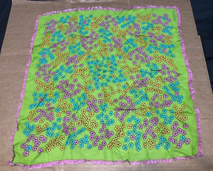 Bufanda vintage mod años 70 - diseño de flores - bordes con flecos - 20x20 - Imagen 1 de 5