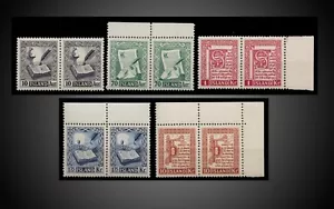 1953 ICELAND LETTERING MANUSCRIPT ST. JORN ,MANUSCRIPT PAIRS MNH SCT 278 -282 - Picture 1 of 1