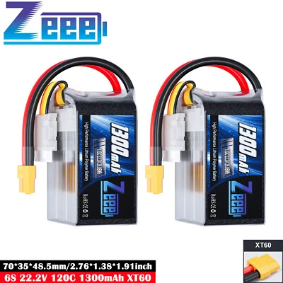 2x Zeee 1300mAh 6S Lipo Battery 22.2V 120C XT60 for RC Car Quadcopter FPV Drone