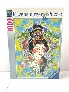 New ! 1000 Piece Puzzle Geisha Painting by Ed Hardy Japan Dragon Koi Fish Flower - Picture 1 of 8