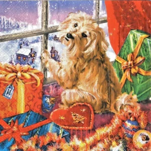 20 servilletas de papel individuales decoupage mesa artesanal Navidad invierno perro regalo 106 - Imagen 1 de 2