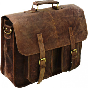 Satchel and Fable Leather Laptop Messenger Bag for Men Office Briefcase  