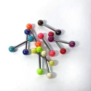 10 Color Acrylic Balls 14g 5/8" Surgical Steel Barbells Tongue Nipple Rings 