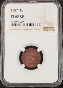 1887 Indian Head Cent Proof NGC PF63 RB 6457539-010 Exquisite Coin Rare - Picture 1 of 12