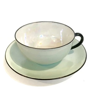 Kokura China The Williams Art Co Toronto Tea Cup Saucer Green Iridescent White - Picture 1 of 8
