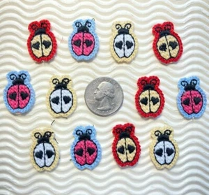 12 pcs x 1" Machine Crocheted Cute Ladybug Appliques for Bow Baby Shower ST271 - Picture 1 of 6