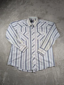 Wrangler Cowboy Cut Shirt Mens 18x35 X-Long Tails Pearl Snap Stripe Western - Picture 1 of 9