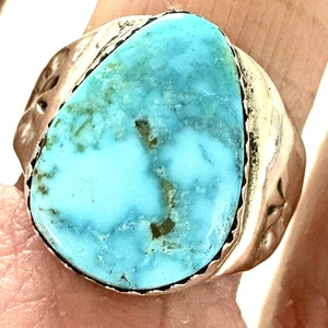 Navajo Türkis Ring Gr. 8 Annie Lincoln Sterling Handarbeit Band Indianer - Bild 1 von 7