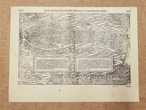 Veduta Città di Venezia Veneto Cosmographia Sebastian Munster Anno 1628 Ristampa - Picture 1 of 1