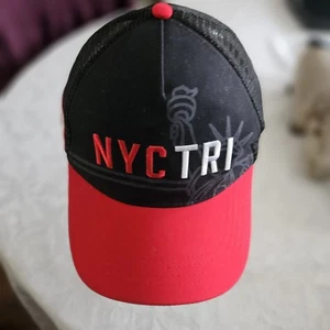 NYC TRIATHLON Hat Cap Adult OSFM Red Black Mesh Back Adjustable Boco Gear - Picture 1 of 7