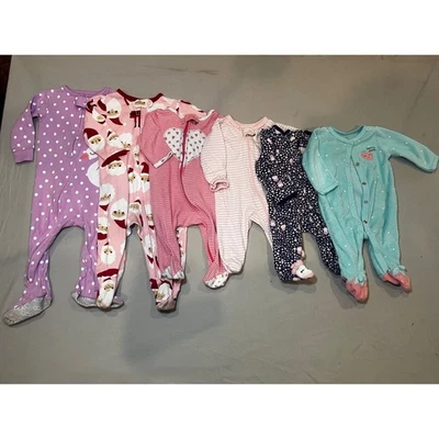Lote (6) pijamas Carter's Just One You Footed varias tallas para bebé niña Foto 1 de 4