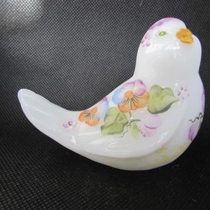 Fenton Opal OOAK Pansies K. SPONSLER Hand Painted Song Bird Special Order W537 - Picture 1 of 5