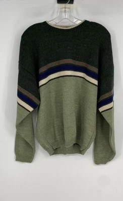 Suéter Pullover Tejido Manga Larga Manga Larga Rayas Verde Azul Blanco Para Hombres New Era Talla L Foto 1 de 4