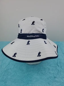 WALT DISNEY WORLD Disneyland Resort Bucket Hat Adult White Navy Blue Mickey - Picture 1 of 23