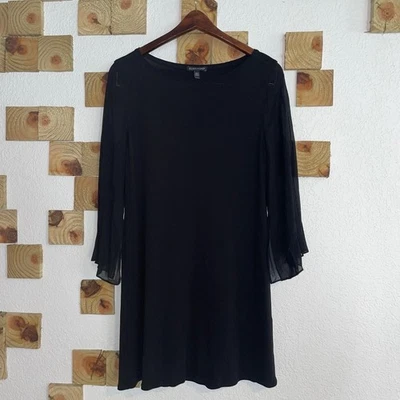 Vestido Eileen Fisher Mujer XS Negro Seda Cóctel Minimalista Manga 3/4 Abierto Foto 1 de 4