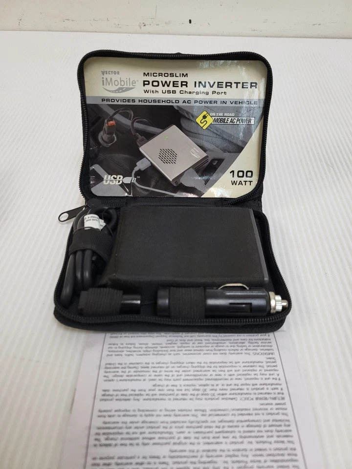 Adaptador de coche inversor de corriente delgado Vector iMobile VEC415 100 vatios con estuche Foto 1 de 4
