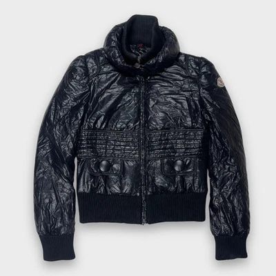 Moncler черный женский размер 2 / M блестящий нейлона лаке пуховик Bomber куртка черный - Изображение 1 из 4