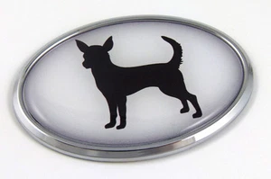 Chihuahua Dog Breeds 3D Chrome emblem Pet Decal Car Auto Bike Truck Sticker Oval - Imagen 1 de 1