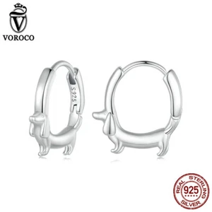 Fashion 925 Sterling Silver Dachshund buckles Earrings Jewelry Women Gift Voroco