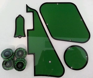Battipenna, piastre posteriori, coperchio traliccio, manopole. Adatto a Gibson Les Paul. Verde/Nero JAT - Foto 1 di 5