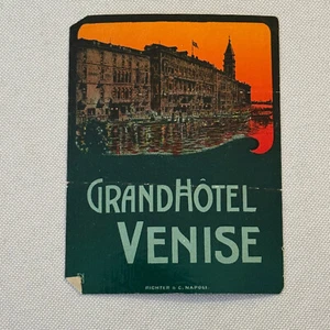 Vintage Hotel Reise Gepäck Etikett Grand Hotel Venise Venedig Italien Italian - Bild 1 von 6