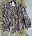 Per Una Marks And Spencer Floral Boho Khaki Mix Blouse W Camisole Size 8 Bnwt
