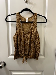 Alternative size Small Leopard Print Tank Top with Tie Front - Picture 1 of 4